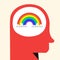 Human head silhouette with rainbown concept
