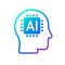 Human head tech icon, AI chip technological brain, Artificial intelligence