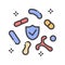 Human healthy intestinal microflora color line icon. Microscopic bacterias in Intestine. Sign for web page, mobile app, button,