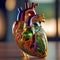 Human heart, colorful generative ai illustration