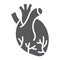 Human heart glyph icon, anatomy and biology