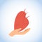 Human Heart in Hand Flat Vector Icon or Logo