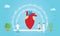 Human heart health team doctor and nurse treatment with medical icon spread - vector illustration