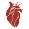 Human heart internal organ flat color icon for apps or website