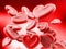 Human heart shaped blood cells background. 3D illustration