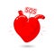 Human heart symbol with SOS sign.