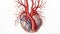 Human heart with vessels and bronchial tree close-up. AI Generative