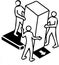 Human Help Together handle move Box with Careful