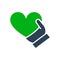 Human holding heart colored icon. Share a donate, charity, like symbol