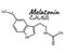 Human hormone melatonin concept chemical skeletal formula icon label, text font vector illustration, isolated on white. Periodic