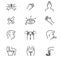 Human illness and diseases symptoms thin line vector icons set