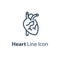 Human internal organ, healthy heart, cardiovascular check up, vector line icon