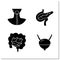 Human internal organs glyph icons set