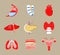 Human internal organs icons set vector. Spinal brain, stomach, heart are shown. Liver, lungs, pancreas are drawn in flat style.