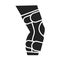 Human knee orthosis medical equipment glyph black icon. Orthopedic leg joint bandage. Isolated vector element