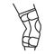 Human knee orthosis medical equipment line black icon. Orthopedic leg joint bandage. Isolated vector element