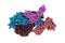 Human leukocyte antigen E (HLA-E) in complex with the HIV epitope RL9HIV. Molecular model. 3d illustration