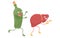 Human liver run away from alcohol drink vector