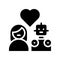 Human in love with robot vector, Robotics related solid design icon