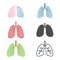 Human lung icons set. Medicine concept. Internal organ collection.