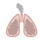 Human lung. Internal organ with grey smoke. Illness and breathing