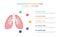 Human lungs anatomy infographic template concept with five points list and various color with clean modern white background -