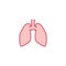 Human lungs colorful vector cartoon icon.