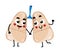 Human lungs cute cartoon character