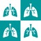 Human lungs icon set in flat minimalist  style. Pictogram, logo design of human internal organ.