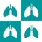 Human lungs icon set in flat minimalist  style. Pictogram, logo design of human internal organ.