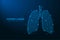 Human lungs illustration made by points and lines, polygonal wireframe mesh on blue background. Low poly respiratory system.