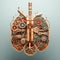 A human lungs made of electronic machinery on a clean background. illustration. Generative AI