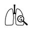 Human lungs and magnifier icon. viral infection