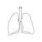 Human lungs one line art. Continuous line drawing of human, internal, organs, lungs, bronchi, trachea, alveoli