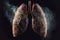 Human lungs with smoke. Tobacco harm concept. Generative AI