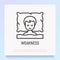 Human lying in bed and feels weakness. Thin line icon of illness symptom. Modern vector illustration