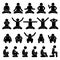 Human Man People Sitting and Squatting on the Floor Poses Postures Stick Figure Stickman Pictogram Icons