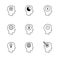 Human mind icons thin line art set