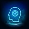 Human mind, performance, productivity neon  icon. Blue neon, Business neon