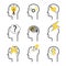 Human mind process icon set