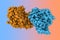 Human mitochondrial malonyltransferase. Space-filling molecular model. 3d illustration