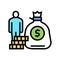 human money bag and coin heap color icon vector illustration