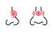 Human Nasal Problem. Runny Nose, Congestion Outline Pictogram Set. Allergy, Cold, Rhinitis Line Icons. Inflammation