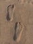 Human natural foot print on sand