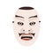 Human noh mask of Ayakashi. Asian face for Japan Kabuki theater. Man head with negative angry evil emotion for Japanese