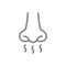 Human nose with smell sense line icon. Breath, inhalation and exhalation symbol