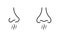 Human Nose Smells Linear Symbol Collection. Nasal Odor Sniff Pictogram. Nose Loss Sense, Smell, Scent Line Black Icon