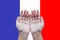 Human open empty hands to pray for France
