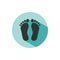 Human organ. Feet icon with shade on green circle