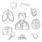 Human organs and medical sketch icons